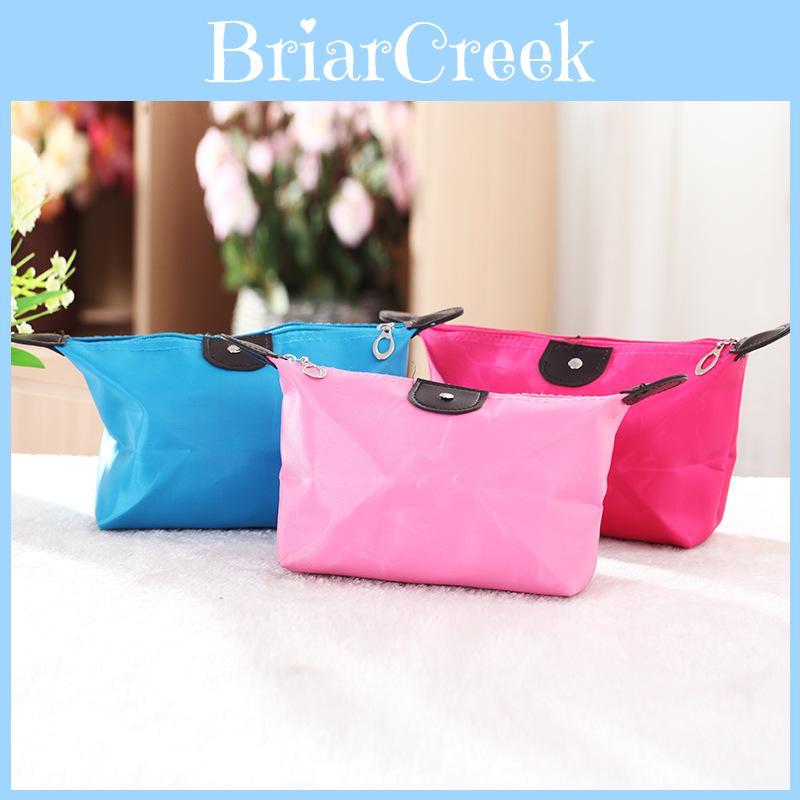 Foldable Dumpling Style Makeup Organizer Nylon Travel Cosmetic Bag For Women And Girls