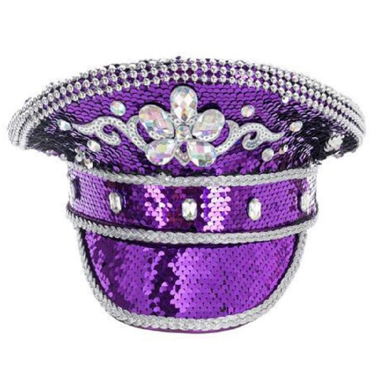 Glitzernde Strasssteine Hut Hochzeitsfeier Pailletten-Kapitänshut Junggesellinnenabschiedshut Cosplay-Kostüm Marinehüte