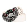 Rose Skull Wings Metal Buckle Cool Leather Belt Skeleton Head Heavy Metal Rock Style Street Decorative Waistband