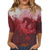 Women's Fashion Casual Three-quarter Sleeve Halloween Printed Round Neck Top