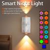 RGB Gradient LED Night Light with Motion Sensor Wall Lamp Rechargeable Ambient Dimmable Indoor Lights Magnetic Step Lighting