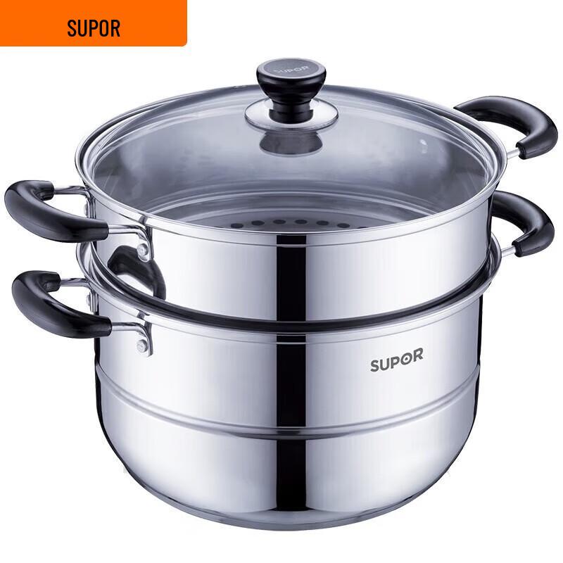 Supor Stainless Steel 2-Tier Steamer and Soup Pot