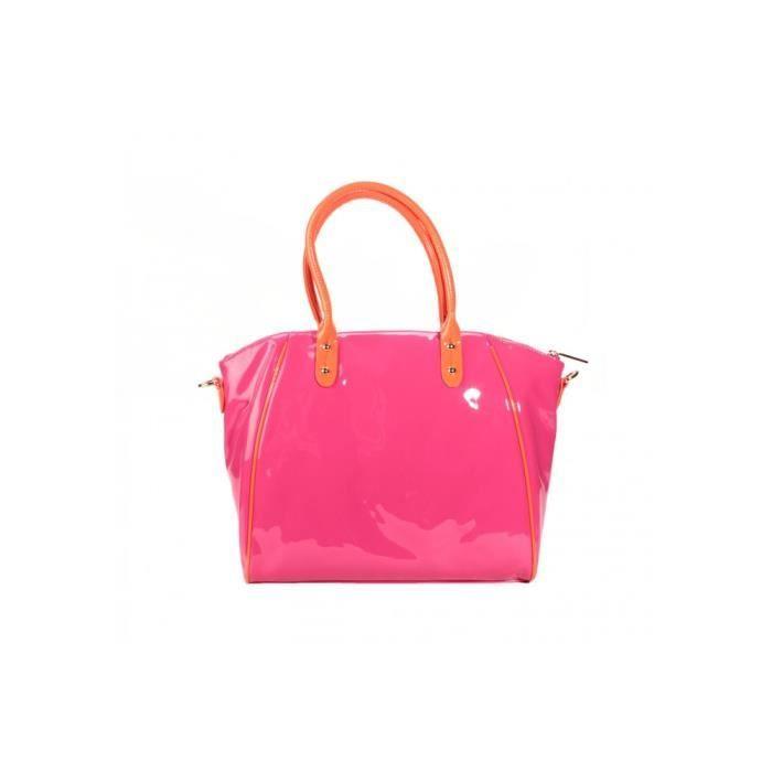Sac Cabas - CHRISTIAN LACROIX - Jonc 4 - Fushia/Orange - 100% Polyuréthane - 3 poches intérieures