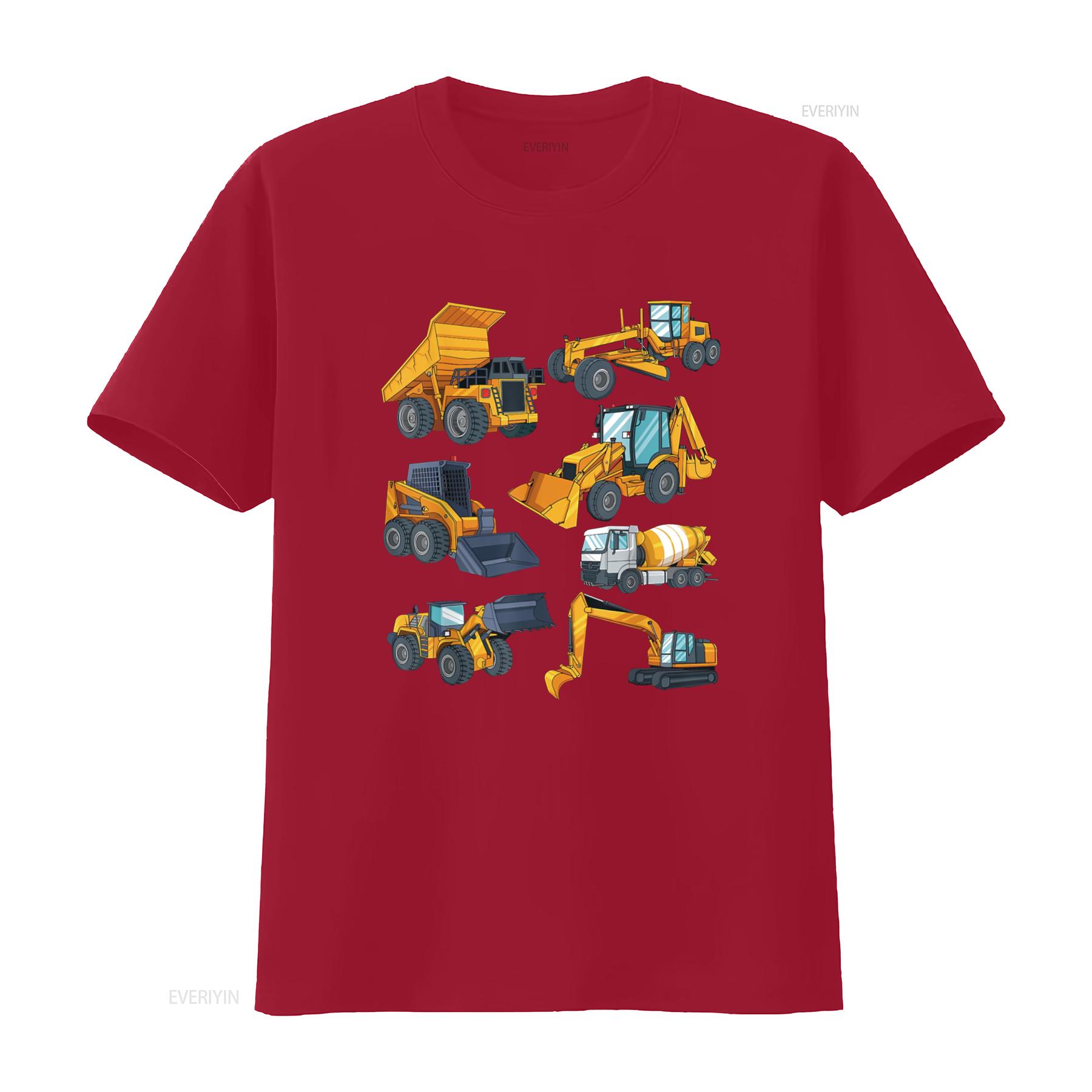 

Construction Vehicles for Boys Dump Truck Bull Dozer T Shirt vintage Washed Top For Everyday Wear Comfortable homme Soft Casual S
