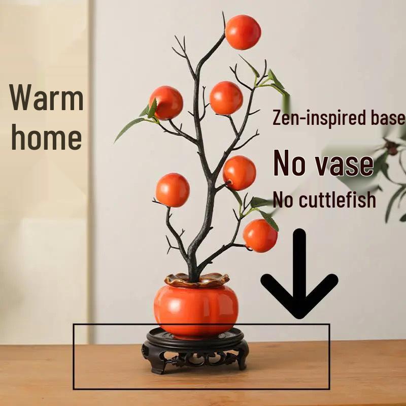 Современная ваза для гостиной цвета хурмы с искусственными цветами и фруктовыми ветками, в стиле Руи