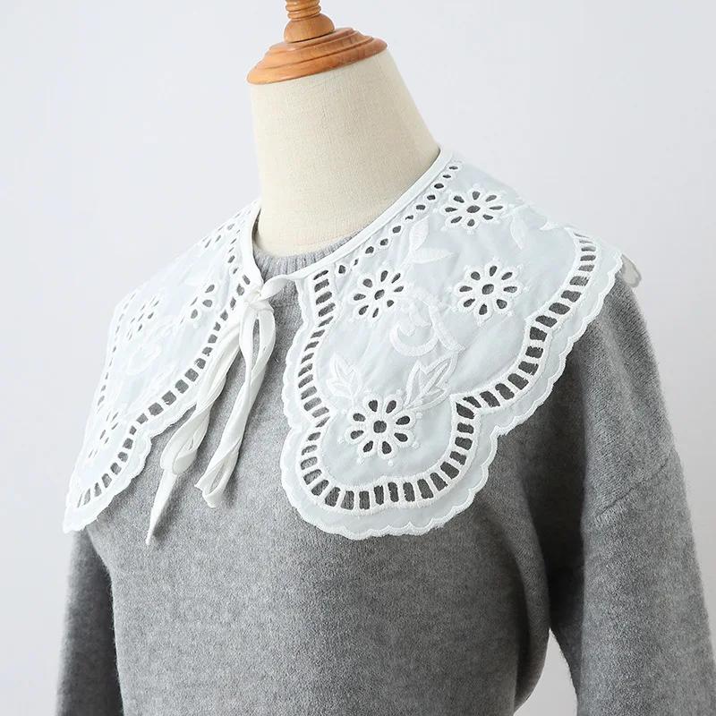 Female Fake Collars Shawl Doll False Collar for Women Girls Hollow Out Lace Detachable Collar Half Shirt Lapel Blouse Scarf