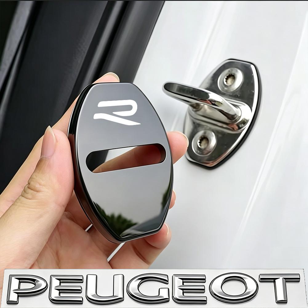 4Pcs Zinc Alloy Car Door Lock Buckle Protection Cover Anti-Collision Shock Absorbing Cushion For VW Golf T‑Roc Tiguan Polo MK7