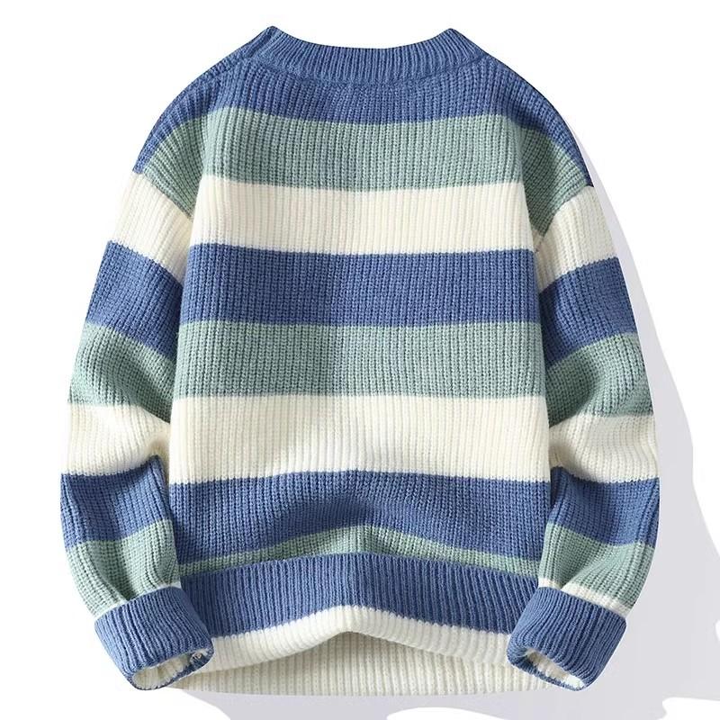 Autumn and Winter Men's Striped Sweater O-Neck Casual Knit Pullovers Long Sleeve Knitted Sweater Men Warm Y2K Knitwear Tops