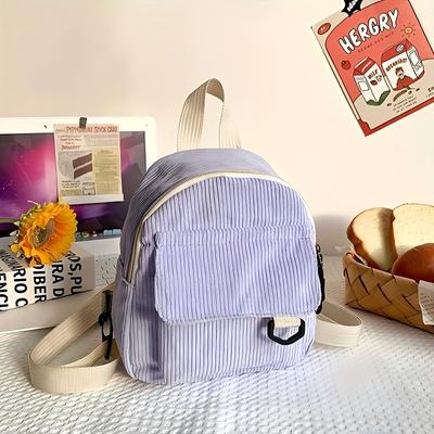 Mini Backpack, Cute Commuting Makeup Bag, Adjustable Shoulder Straps, Corduroy Student Versatile Backpacks