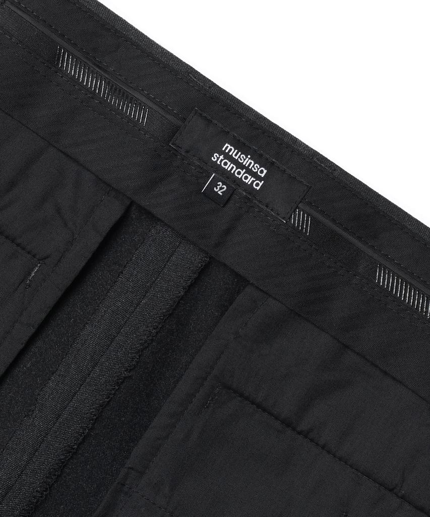 MUSINSA STANDARD Heavyweight Fleece-Lined Wide Hidden Elastic Waist Slacks [Charcoal Gray]