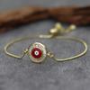 Love Shape Luxury Inlaid Diamond Devil's Eye Bracelet Men Women Ethnic Style Couple Friend Gift Eyes Jewelry Adjustable Braclet