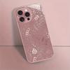 Kreatives Rosa Blumenpflanzen Muster Metallische Farbe Glas Handyhülle Für iPhone 11 12 13 14 15 16 17 Pro Max Plus 16E 17Air Hülle
