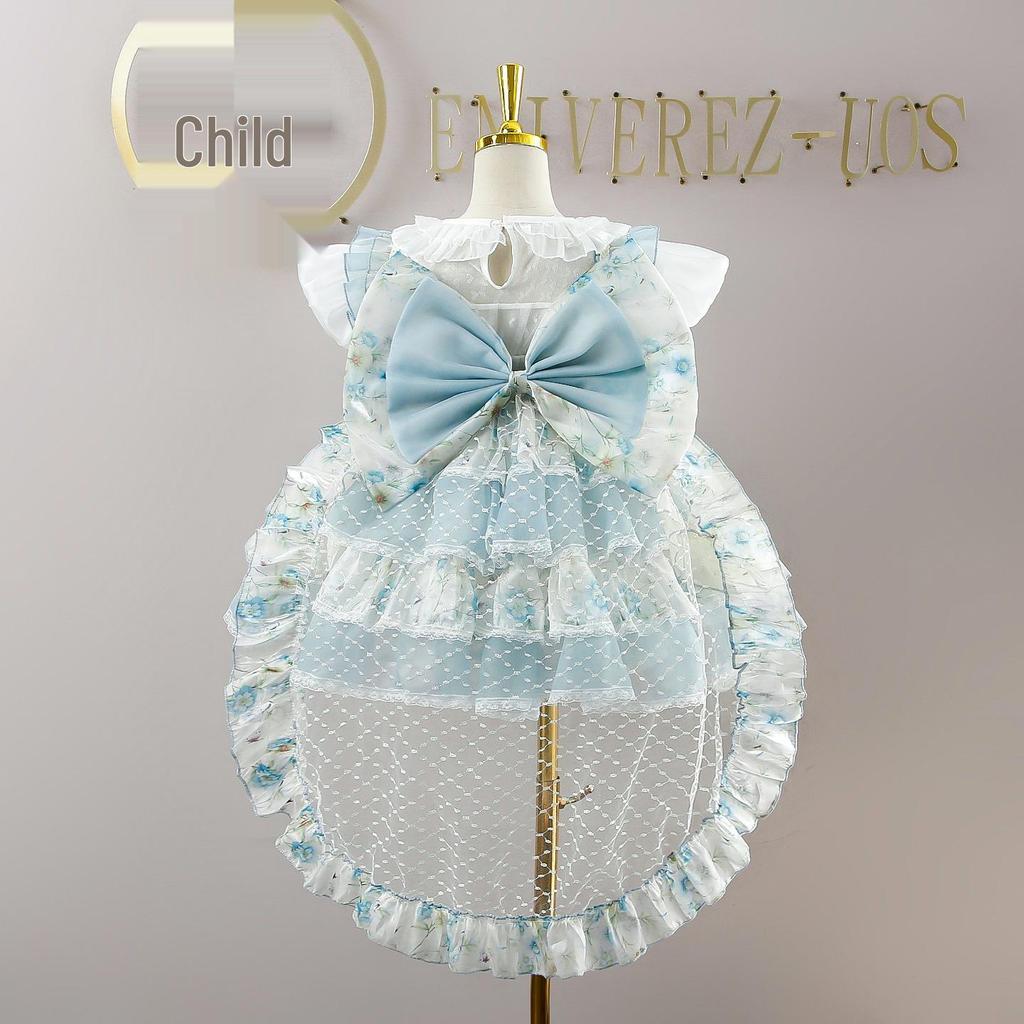 2026 Mädchen Lolita Monet Garten Prinzessinnenkleid - Stilvolles Sommer-Geburtstagsparty-Outfit