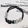 New 2pcs Natural Moonstone Obsidian Rabbit Cat Couple Bracelets for Women Men Charm Cats Bracelets Fashion Jewelry Friends Gifts