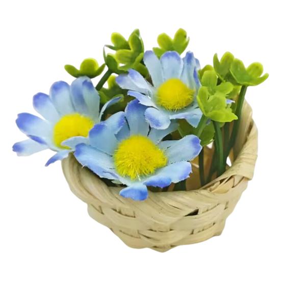 

Miniature Flower Basket Realistic Mini Floral Plants Basket Toy 1/12 Tiny Basket Model Ornament DIY Dollhouse Garden Decoration Accessories B