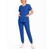 Damen Set V-Ausschnitt Kurzarm Top mit Taschen und Kordelzug Hose Schnelltrocknende Uniform