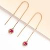 Light Luxury Sweet 585 Purple Gold Earrings for Women Plated 14K Rose Gold Red Gem Long Chain Earings Exquisite Fine Jewelry