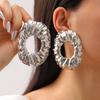Exaggerated Gold Color Heart Oval Earrings For Women Metal Earing Jewelry Trending Irregular Wrinkled Geometric Earrings