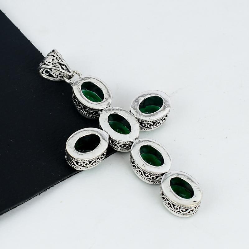 Beautiful Green Tourmaline Gemstone Pendant 925 Sterling Silver- Handmade Cross Design, Everyday Wear Jewelry, Unique Tourmaline Pendant
