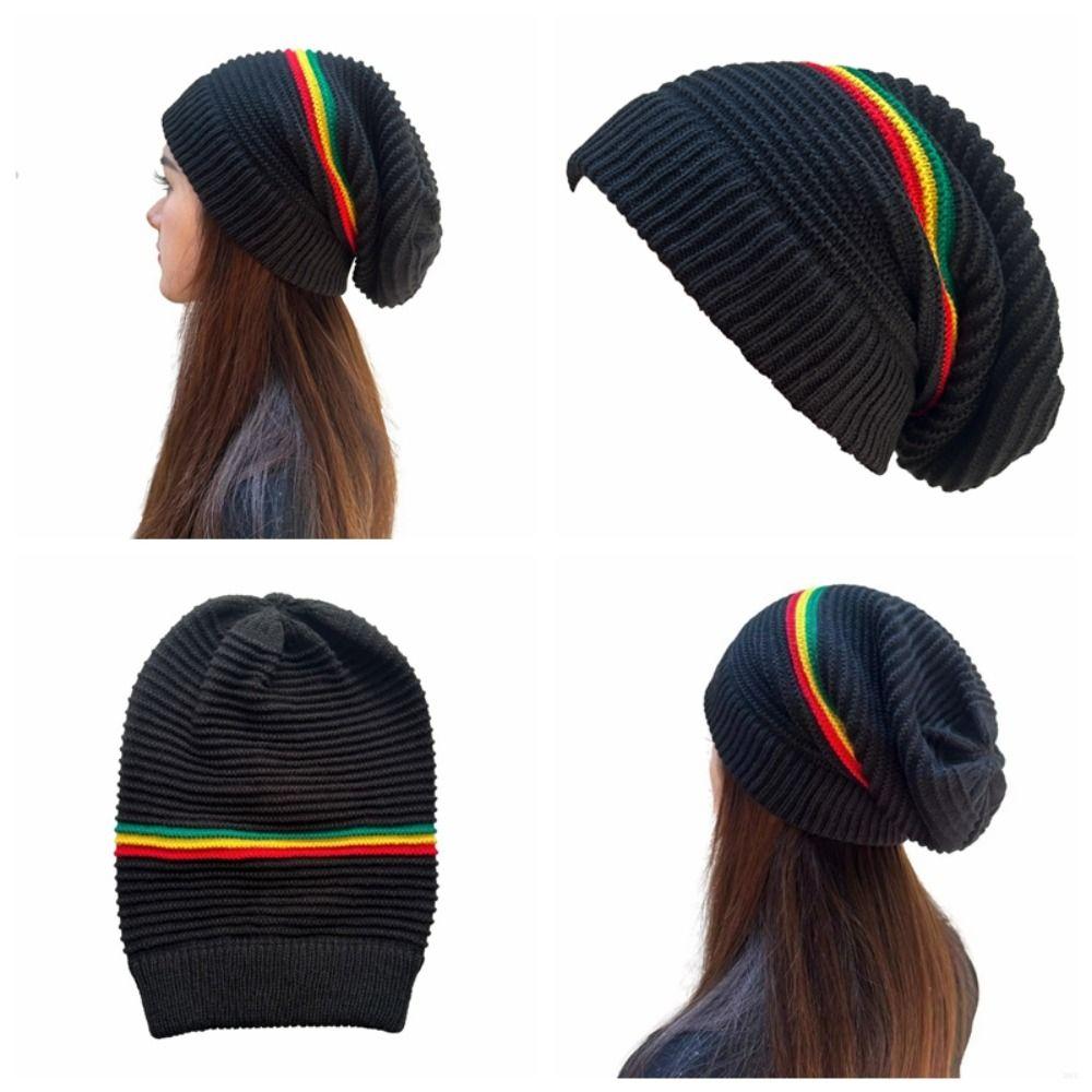 Hip Hop Hat Weaving Reggae Hat Striped Color Skull Caps Jamaica Knitted Hat  Winter Autumn