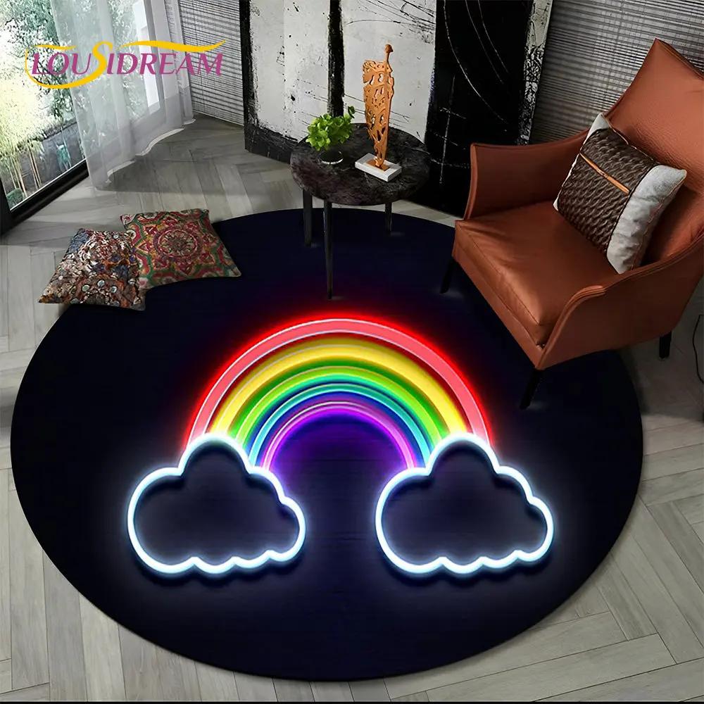 Rainbow Chromatic Colour Illusion Round Area Rug,Carpet Rug for Living Room Bedroom Sofa Playroom Decor,kids Non-slip Floor Mat