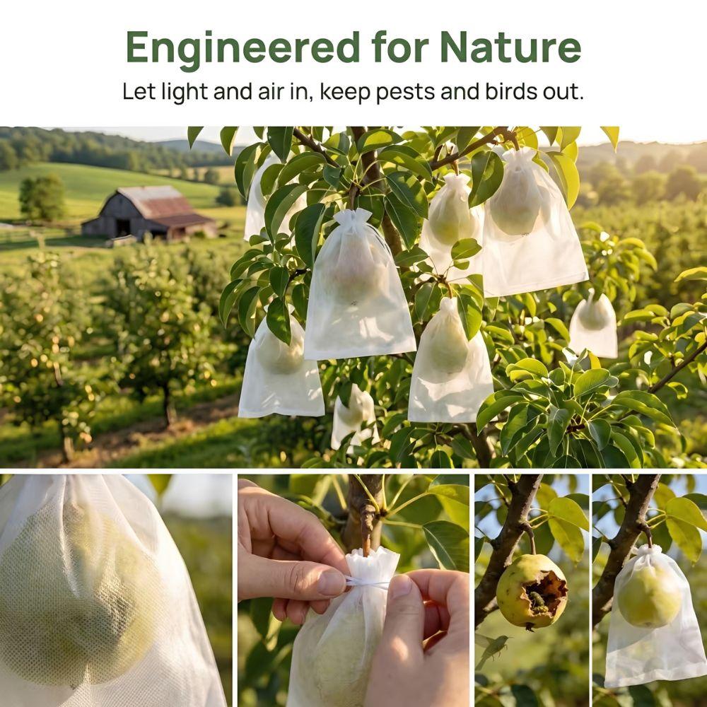 105pcs Breathable Non-woven Drawstring Fruit Protect Bags for Grape, Apple, Pear, Farm Crop Growing Protection Accessories YMY