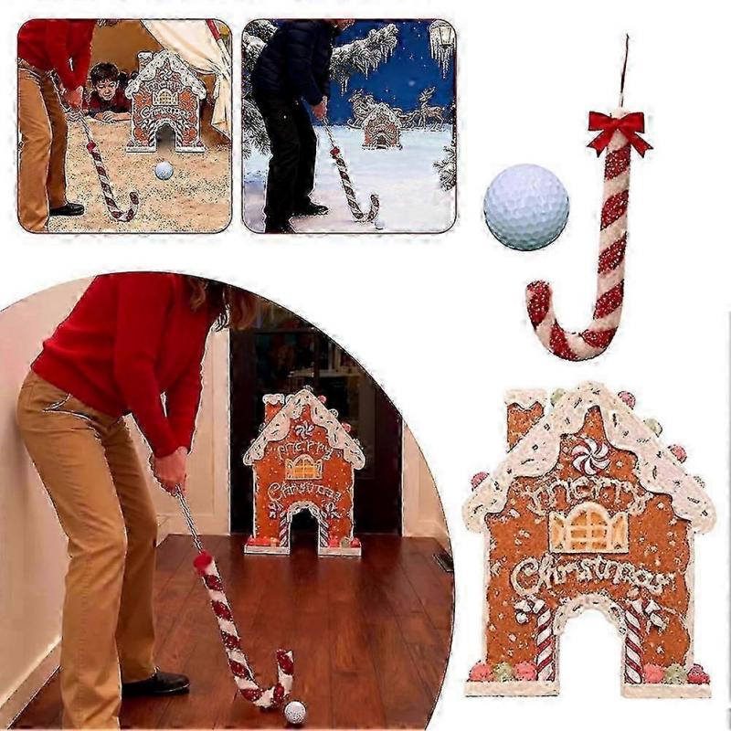 For Christmas Game Gingerbread Golfs Game Set Xmas Indoor Family Game for Kids Adults Xmas Present