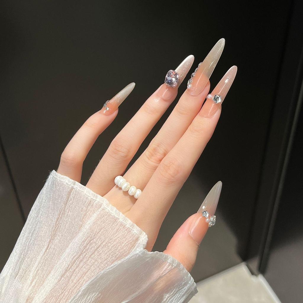 Pure Handmade Long Style Thin Pet Eye Manicure Nail Stickers - Whitening Fake Nails for Cats & Dogs