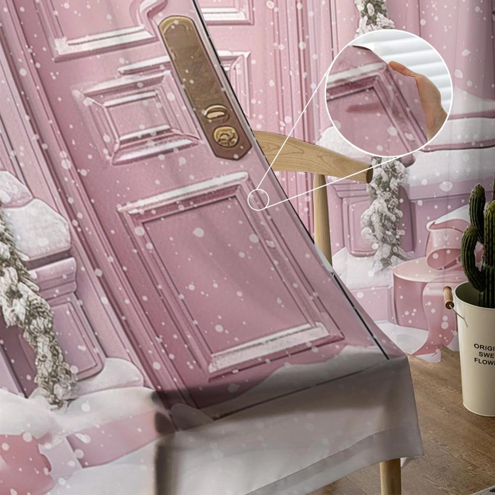 Christmas Castle Snowflakes Sheer Drapes for Living Room Decoration Window Curtains for Kitchen Curtains