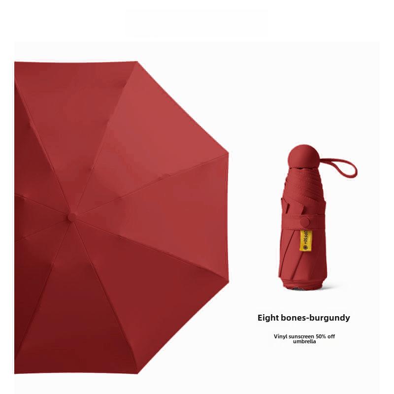 Umbrelă compactă de damă cu ștanțare aurie: Protecție UV, pliabil portabil, pentru soare și ploaie