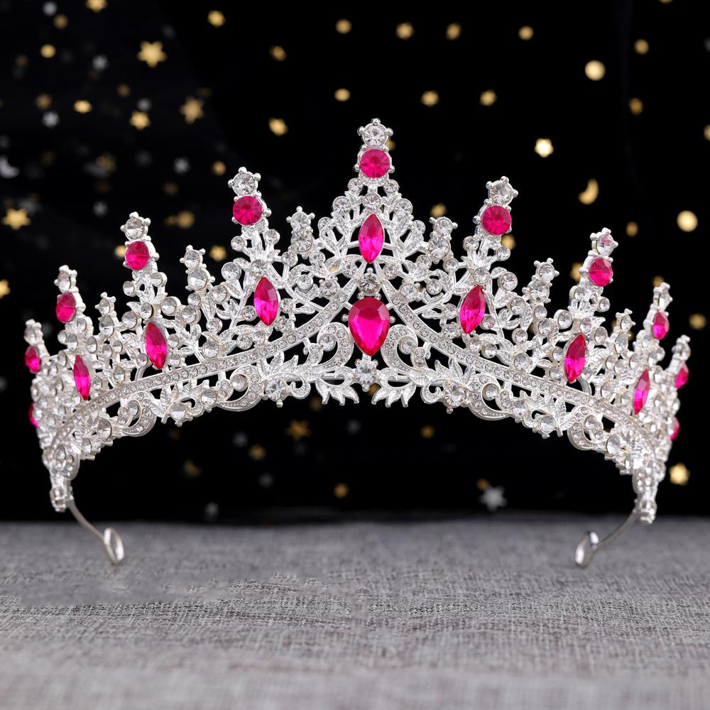 Krone Tiara Braut High End Prinzessin Krone Farbiger Kristall Königin Tiara Krone Barock Hochzeitskleid Stirnband