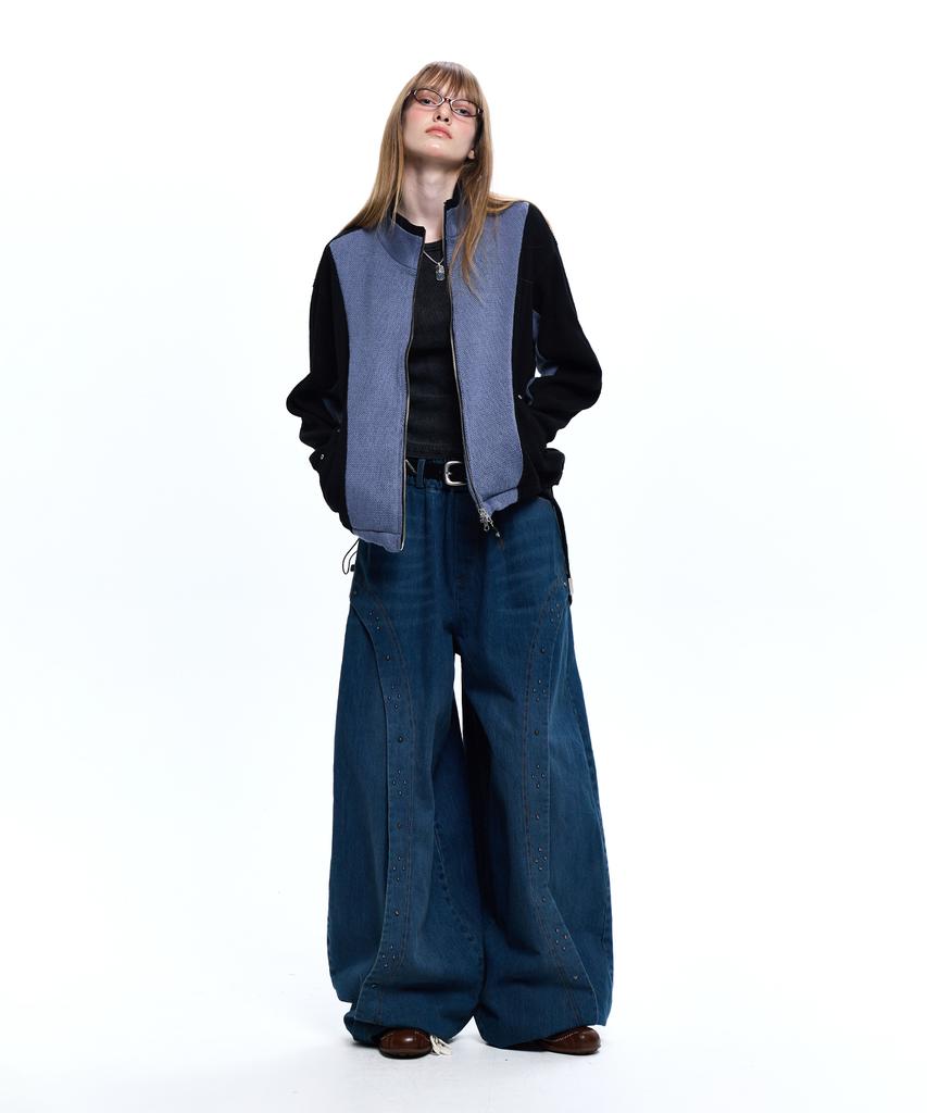 Aleseueseussi Rivet Balloon Denim Pants - Denim