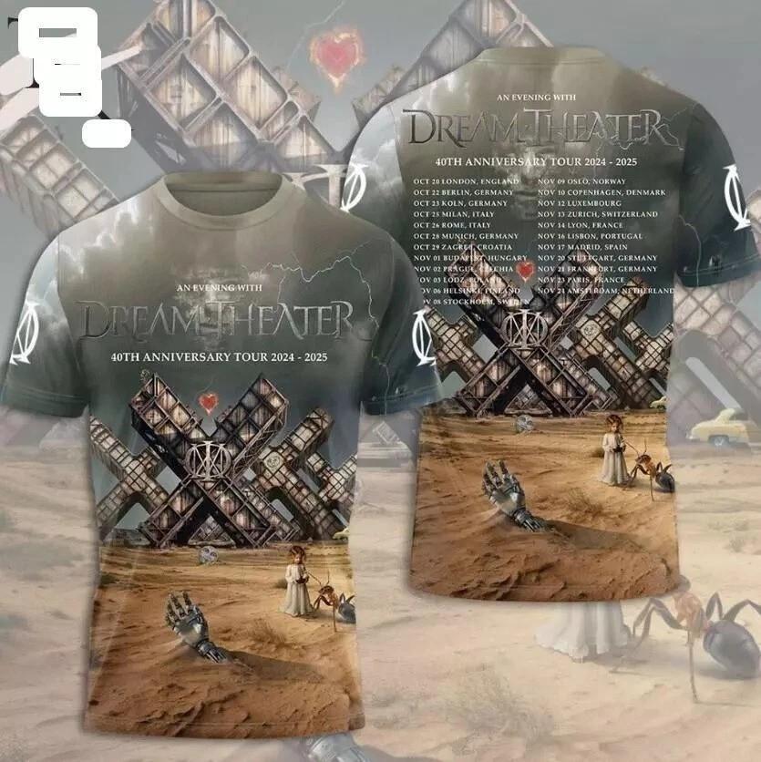 

Dream Theater 40th Anniversary Tour 2024-2025 3D T-Shirt 23D15 M