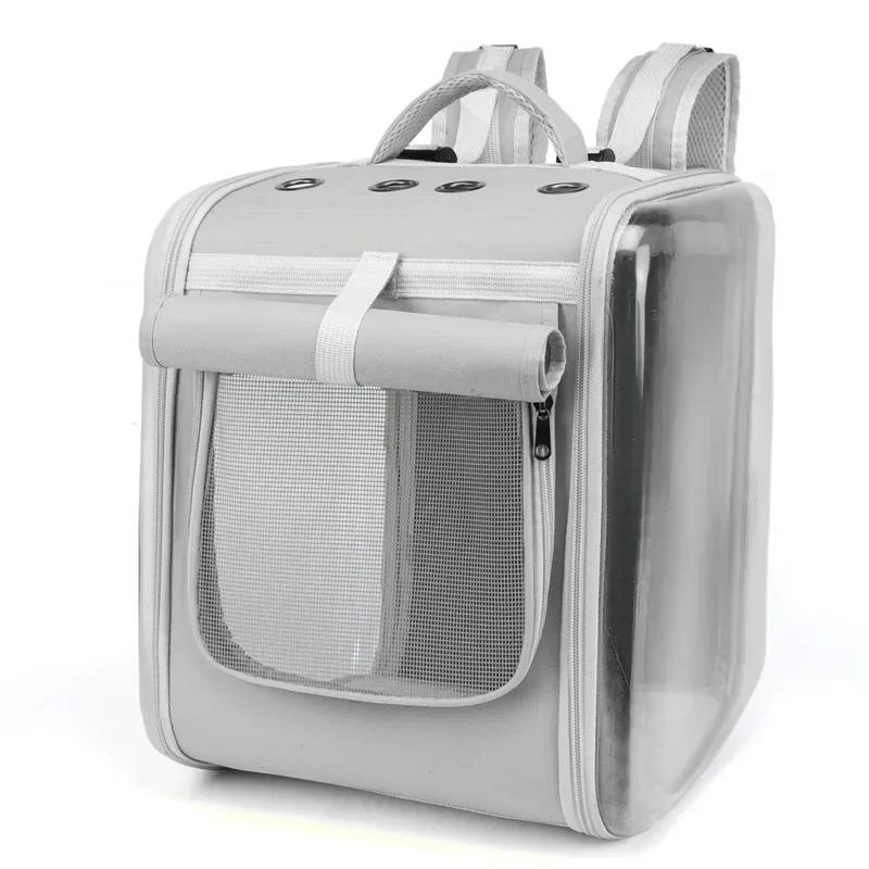 

Breathable Transparent Pet Carrier - Acrylic Space Capsule Backpack Portable Outdoor Travel Bag for Dogs Cats Puppies Kittens 35x30x40cm світло-сірого кольору