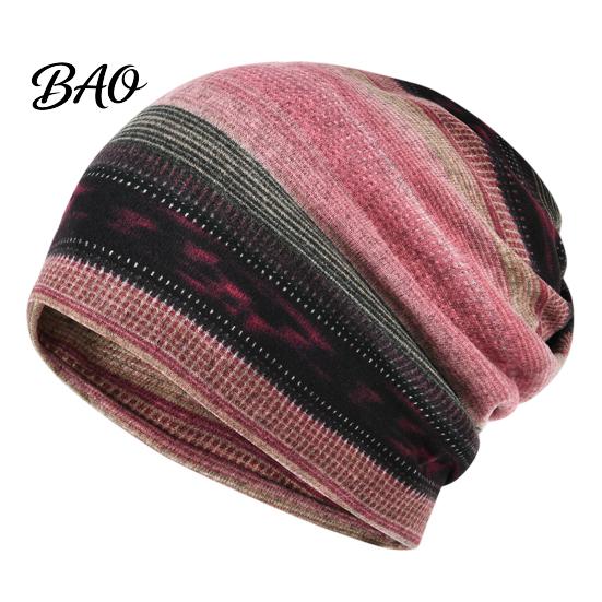 Comfortable Skin Friendly Fabric Cap Women's Geometry Print Slouchy Hat, Casual Soft Stretch Skull Stylish Decorative Head Accessory Cap, Warm Cancer