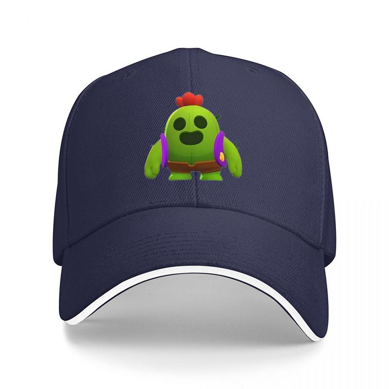 Green Cactus Warrior Character Baseball Cap with Red Hair and Purple Armor Design for Adults Casual Wear