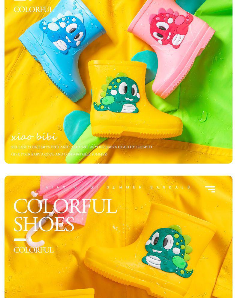 Cartoon Baby Non-Slip Waterproof Rubber Rain Boots - Cute Toddler Shoes
