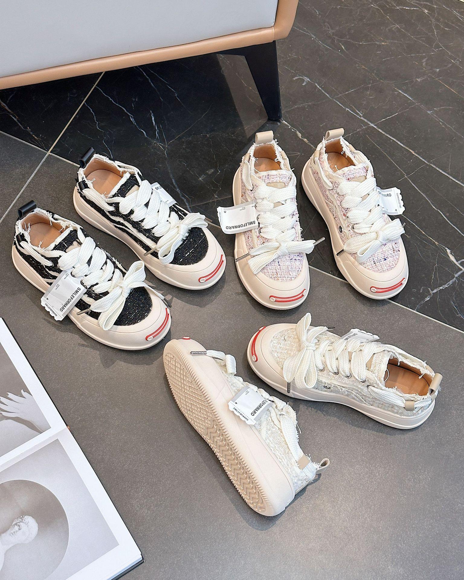 

Tan Jianji Joint-Name Canvas Shoes Cotton Candy Jack Purcell Spring New Style Pink Classic Style Platform Casual Shoes