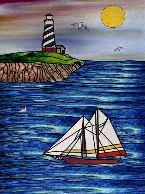 

Custom Size Stained Glass Films,Privacy Static Cling,Print Castle, Lighthouse Tower, Sailboat Door Sticker,Office, Home Decor (as the picture,30X40cm)