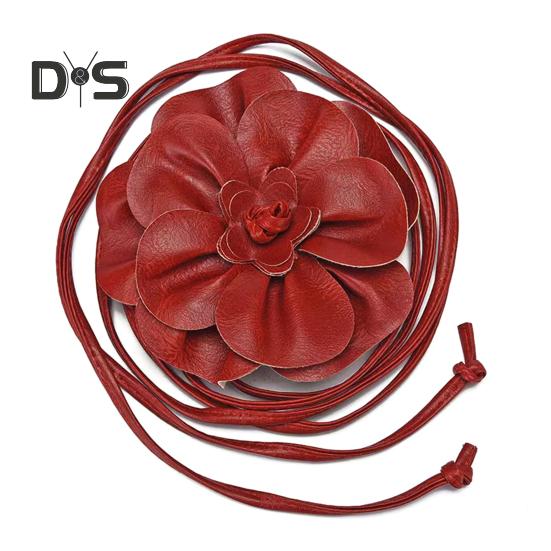 Boho Flower Waist Belt for Women Girls Floral Faux Leather Rope Waist Band Wedding Dress Thin Waistband