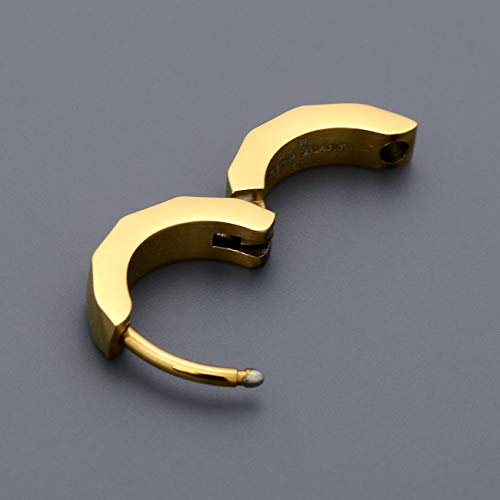 Lionheart Men's Single Earring, Stainless Steel Hoop, Gold Color, Perfect for Boyfriends, Simple Design