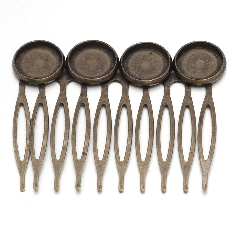 5-10pcs/lot 4/10 Teeth Metal Hair Comb Clips Hairpin Base Setting Round Cabochon Cameo For Jewelry Making DIY Hair Acessories