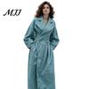 Casual Long Coat Women Wool for Fall Winter, Lantern Sleeve Winter Notch Lapel Overcoat, Double Breasted Trench with Pockets