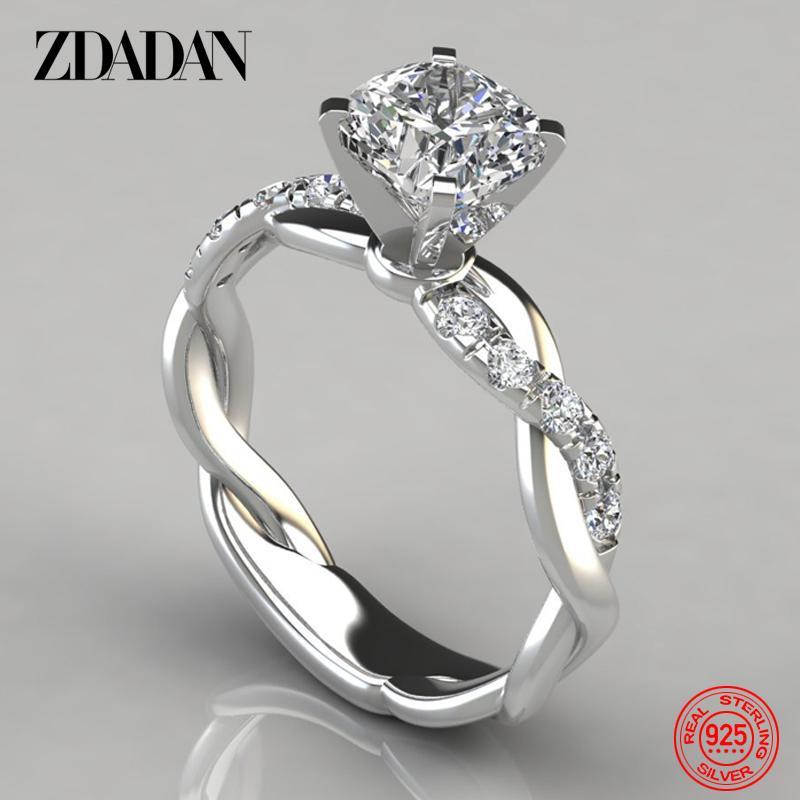 

ZDADAN 925 Silver AAA White Cubic Zircon Ring For Women Wedding Jewelry Party Gift 5 серебряный