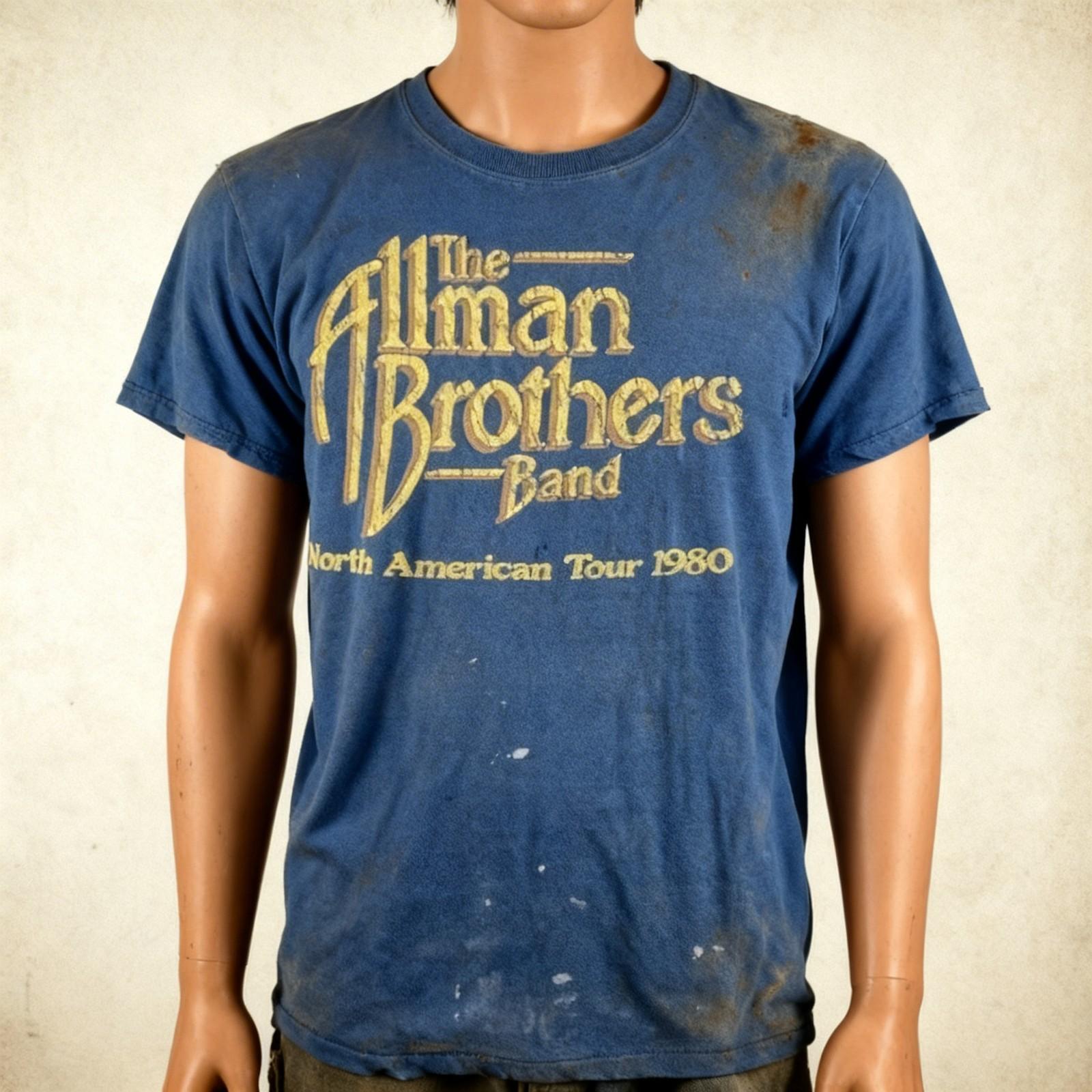 REMAKE The Allman Brothers band Tour 1980 Navy T shirt vtg XL