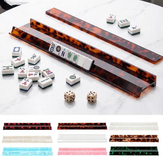 1/4Pcs American Mahjong Rack with Pusher, Non-slip Acrylic Mah Jongg Tile Holder & Pusher Bar, Mahjong Accessories for Home & Party Play