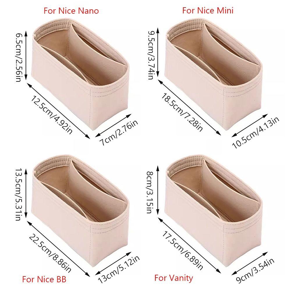 Felt Handbag Insert Bag Storage Organization Purse Liner Bag Support Portable Internal Bag for LV Nice Nano/Mini/BB/Vanity