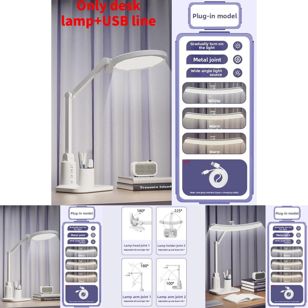 Led Folding Desk Lamp For Students With Touch Control And Night Light For Dorm Room Study