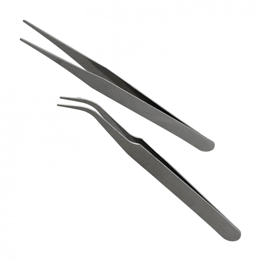 2pcs Tweezers Tip Tweezers Anti-magnetic Curved Straight
