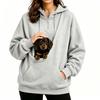 Womens Half-Zip Hooded Sweatshirt With Pet Pocket Loose Fit Fall Winter Top Small Dogs